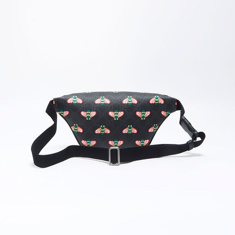 Gucci Bee GG Supreme Bee Print肩带黑色WS11658