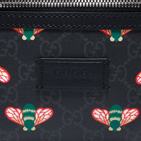 Gucci Bee GG Supreme Bee Print肩带黑色WS11658