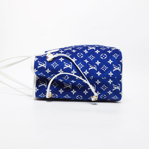 Louis Vuitton LOUIS VUITTON Neverfull MM Jacquard Monogram Shoulder Bag Blue WS11664