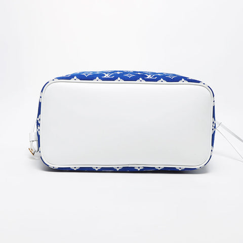Louis Vuitton LOUIS VUITTON Neverfull MM Jacquard Monogram Shoulder Bag Blue WS11664