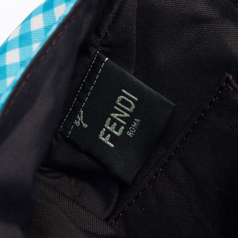 Fendi Gingham检查迷你Mamma Bagget肩带蓝色WS11666