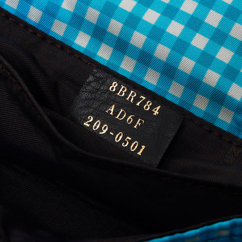 Fendi Gingham检查迷你Mamma Bagget肩带蓝色WS11666