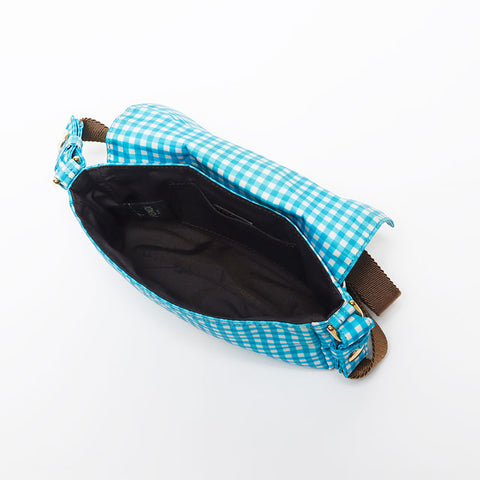 Fendi Gingham检查迷你Mamma Bagget肩带蓝色WS11666
