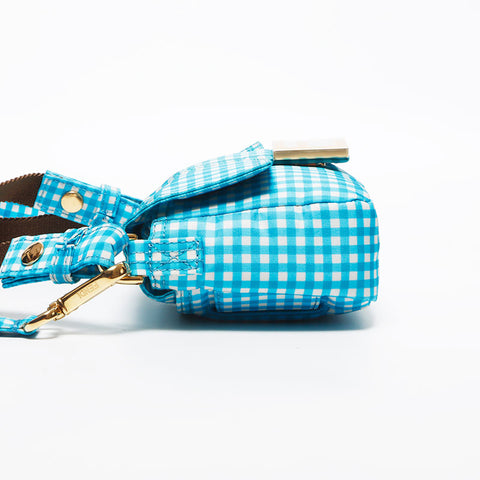 Fendi Gingham检查迷你Mamma Bagget肩带蓝色WS11666