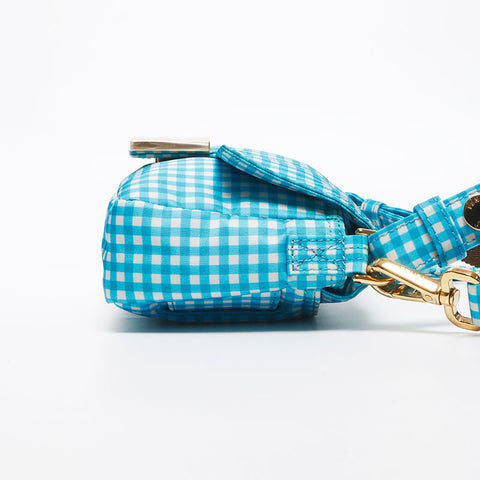 Fendi Gingham检查迷你Mamma Bagget肩带蓝色WS11666
