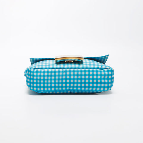 Fendi Gingham检查迷你Mamma Bagget肩带蓝色WS11666