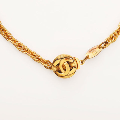CHANEL 1980s COCO Mark Chain Necklace gold WS11669