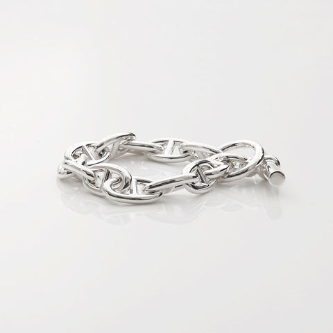 HERMES Chaine d'Ancre GM 12 frames bracelet Silver WS11670