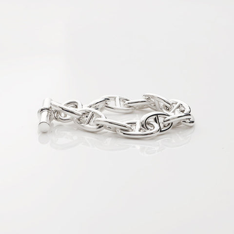 HERMES Chaine d'Ancre GM 12 frames bracelet Silver WS11670