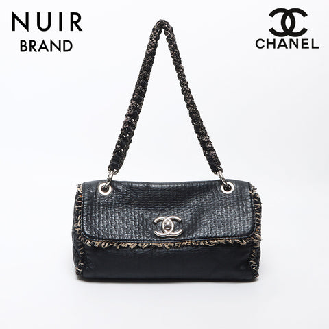 Chanel Chanel Nr. 13 Coco -Marke Silber Metallketten -Schulter -Umhängetasche Schwarz WS11678