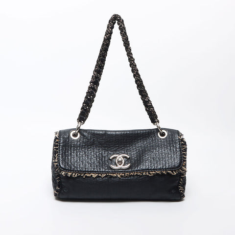 Chanel Chanel Nr. 13 Coco -Marke Silber Metallketten -Schulter -Umhängetasche Schwarz WS11678