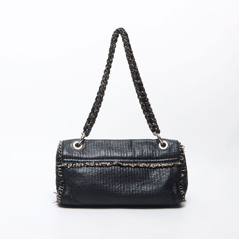 Chanel Chanel Nr. 13 Coco -Marke Silber Metallketten -Schulter -Umhängetasche Schwarz WS11678