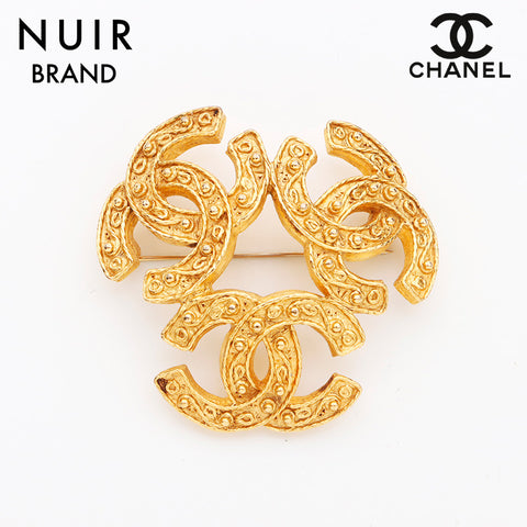 Chanel Chanel 04a Triple Coco Mark Brooch Gold WS11681