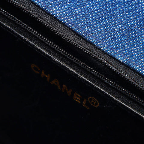 Chanel Chanel n ° 1 de la chaîne de jean épaule trapézoïde sac d'épaule bleu WS11683