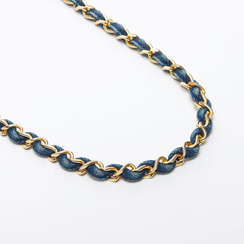 Chanel Chanel n ° 1 de la chaîne de jean épaule trapézoïde sac d'épaule bleu WS11683