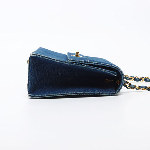 CHANEL No.1 Denim Chain Shoulder Trapezoid Shoulder Bag blue WS11683