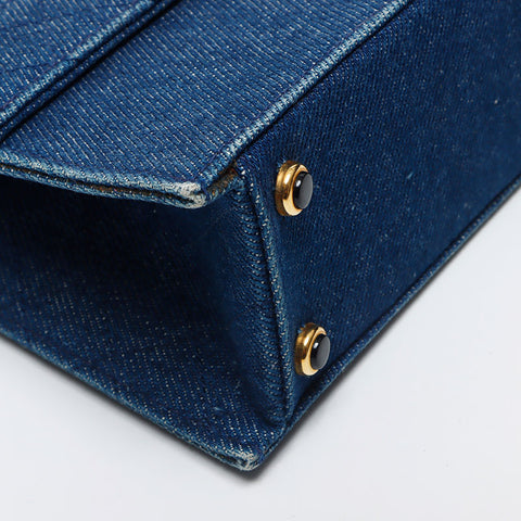 Chanel Chanel n ° 1 de la chaîne de jean épaule trapézoïde sac d'épaule bleu WS11683