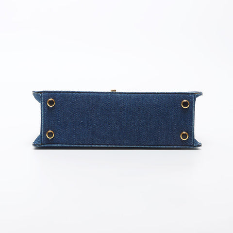 Chanel Chanel n ° 1 de la chaîne de jean épaule trapézoïde sac d'épaule bleu WS11683