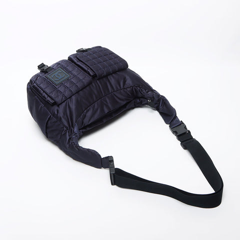 Chanel Chanel n ° 9 Ligne sportive épaule argentée en métal marécageux Sac épaule Navy WS11684