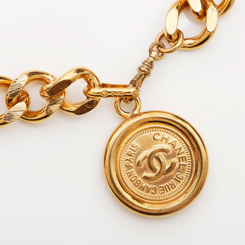 CHANEL ロゴ置物 ゴールド Chanel CHANEL 96A Coco Mark Chain Logo Plate Belt Gold
