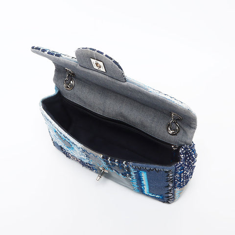 CHANEL Patchwork Chain Shoulder Bag blue WS11692