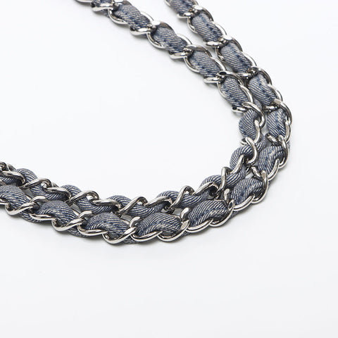 香奈儿拼布连锁肩袋蓝色WS11692