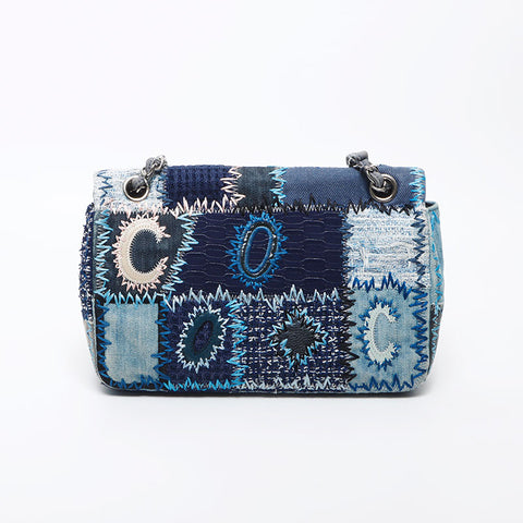 CHANEL Patchwork Chain Shoulder Bag blue WS11692