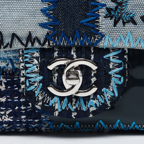CHANEL Patchwork Chain Shoulder Bag blue WS11692