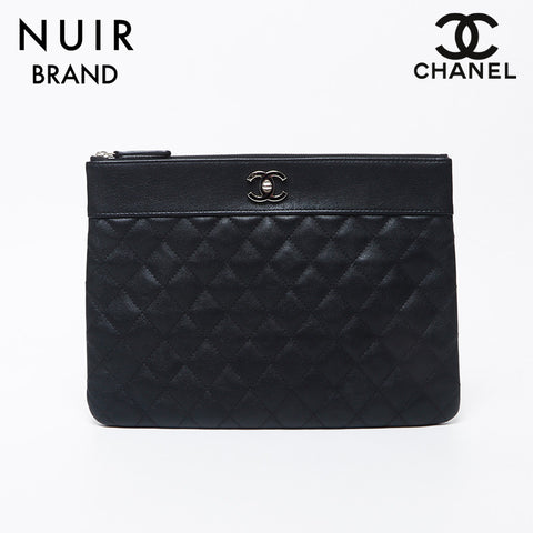 シャネル CHANEL 23番台 マトラッセ ココマーク クラッチバッグ ブラック WS11702