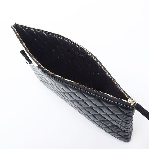 Chanel Chanel Nr. 24 Matelasse Coco Mark 2017aw Camellia Clutch Bag Black WS11704