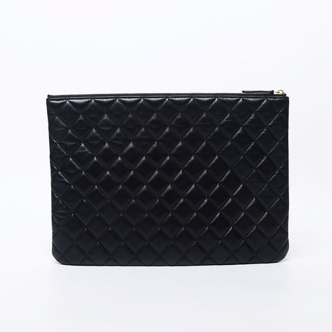 Chanel Chanel Nr. 24 Matelasse Coco Mark 2017aw Camellia Clutch Bag Black WS11704