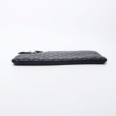 Chanel Chanel Nr. 24 Matelasse Coco Mark 2017aw Camellia Clutch Bag Black WS11704