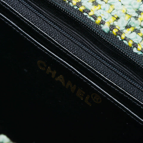CHANEL Parent and Child Bag No. 2 Tweed Turnlock COCO Mark Handbag green WS11706