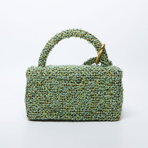 CHANEL Parent and Child Bag No. 2 Tweed Turnlock COCO Mark Handbag green WS11706