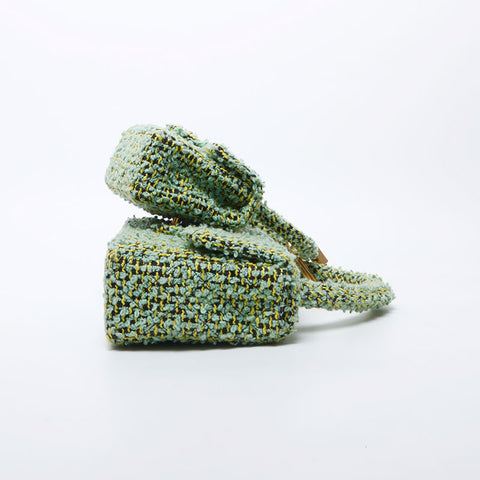 CHANEL Parent and Child Bag No. 2 Tweed Turnlock COCO Mark Handbag green WS11706