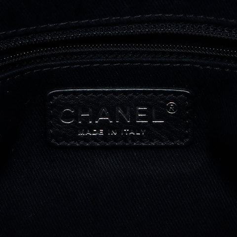 Chanel Chanel Nr. 17 Deka Coco Mark Kette Kaviar Haut Silber Hardware Einkaufstasche Schwarz WS11708