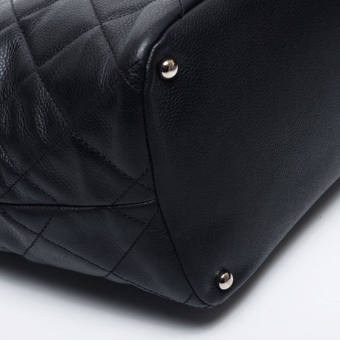 Chanel Chanel Nr. 17 Deka Coco Mark Kette Kaviar Haut Silber Hardware Einkaufstasche Schwarz WS11708