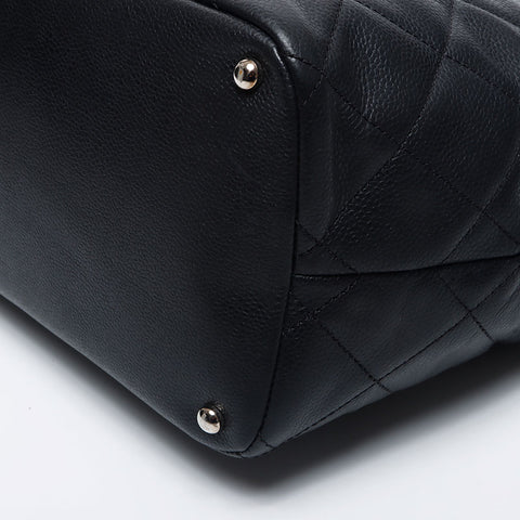 Chanel Chanel Nr. 17 Deka Coco Mark Kette Kaviar Haut Silber Hardware Einkaufstasche Schwarz WS11708