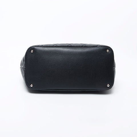 Chanel Chanel Nr. 17 Deka Coco Mark Kette Kaviar Haut Silber Hardware Einkaufstasche Schwarz WS11708