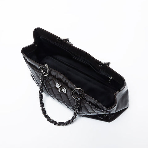 CHANEL 10th Series Turnlock Chain PVC SilverMetal 2.55 Handbag black WS11716