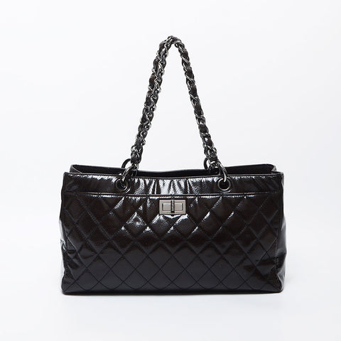Chanel Chanel n ° 10 Chaîne Turnlock PVC Rapports en argent 2.55 sac à main Black WS11716