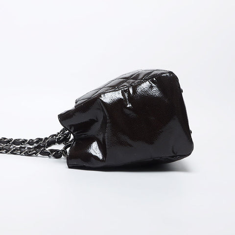 CHANEL 10th Series Turnlock Chain PVC SilverMetal 2.55 Handbag black WS11716