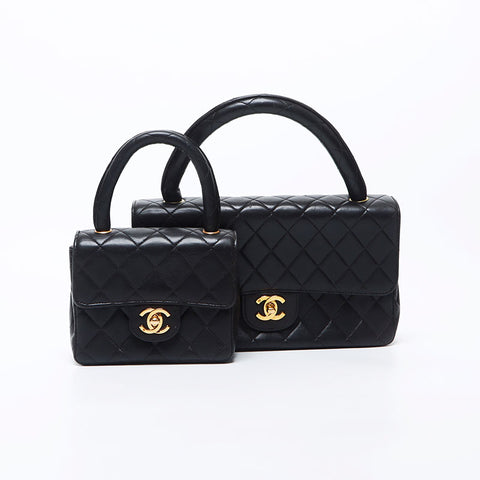 CHANEL Parent and child bag Lambskin No. 1 Lambskin Handbag black WS11717
