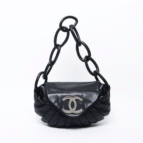 香奈儿香奈儿（Chanel Chanel）9银金属配件可可标记羊羊皮夹百叶窗肩袋黑色WS11724