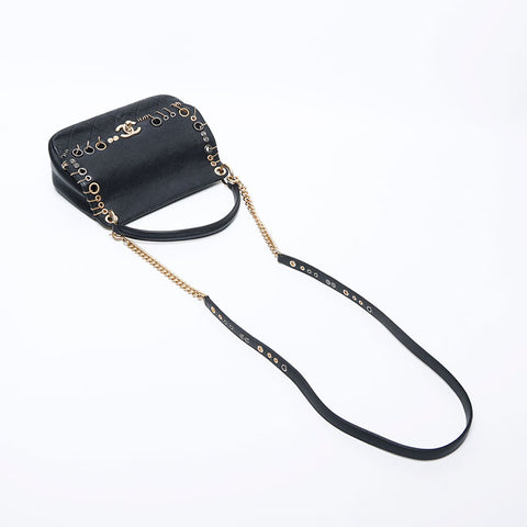 Chanel CHANEL No. 25 Caviar Skin Piercing Shoulder Bag Black WS11726