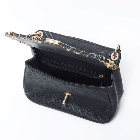 Chanel CHANEL No. 25 Caviar Skin Piercing Shoulder Bag Black WS11726