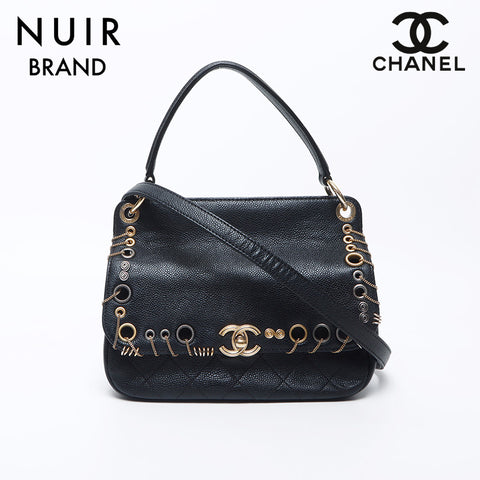 Chanel CHANEL No. 25 Caviar Skin Piercing Shoulder Bag Black WS11726