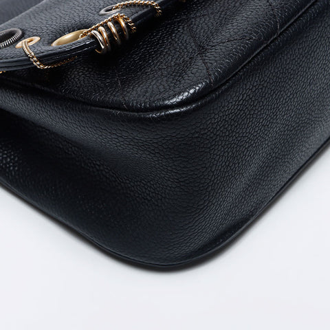 Chanel CHANEL No. 25 Caviar Skin Piercing Shoulder Bag Black WS11726