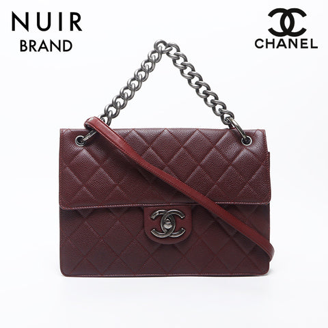 Chanel Chanel 20th Caviar Skin Gunmetal Chanel19 Sac à bandoulière rouge WS11727