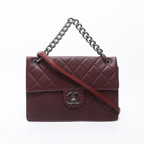 Chanel Chanel 20th Caviar Skin Gunmetal Chanel19 Sac à bandoulière rouge WS11727